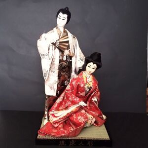 Vintage Japanese Silk and Brocade Ryukyu Doll Couple
